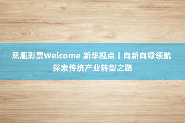 凤凰彩票Welcome 新华视点丨向新向绿领航 探索传统产业转型之路