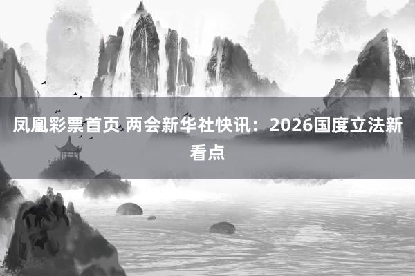 凤凰彩票首页 两会新华社快讯：2026国度立法新看点