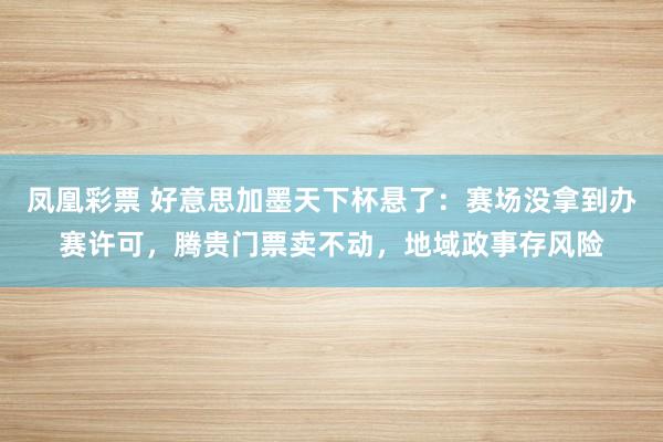 凤凰彩票 好意思加墨天下杯悬了：赛场没拿到办赛许可，腾贵门票卖不动，地域政事存风险