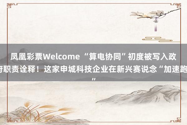 凤凰彩票Welcome “算电协同”初度被写入政府职责诠释！这家申城科技企业在新兴赛说念“加速跑”