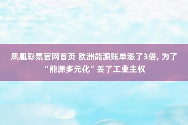 凤凰彩票官网首页 欧洲能源账单涨了3倍， 为了“能源多元化”丢了工业主权