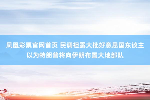 凤凰彩票官网首页 民调袒露大批好意思国东谈主以为特朗普将向伊朗布置大地部队