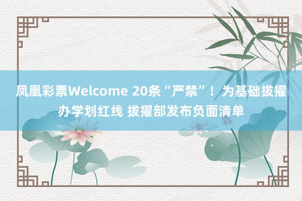 凤凰彩票Welcome 20条“严禁”！为基础拔擢办学划红线 拔擢部发布负面清单