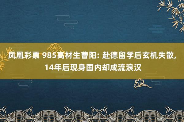 凤凰彩票 985高材生曹阳: 赴德留学后玄机失散， 14年后现身国内却成流浪汉
