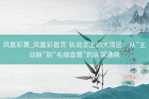 凤凰彩票_凤凰彩首页 轨说念上的大湾区：从“主动脉”到“毛细血管”的纵深通晓