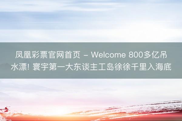 凤凰彩票官网首页 - Welcome 800多亿吊水漂! 寰宇第一大东谈主工岛徐徐千里入海底