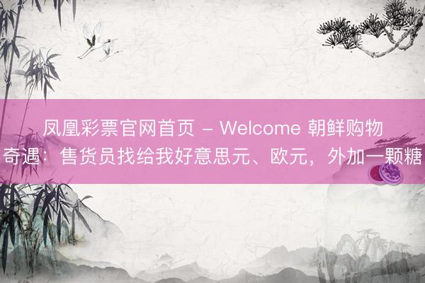 凤凰彩票官网首页 - Welcome 朝鲜购物奇遇：售货员找给我好意思元、欧元，外加一颗糖