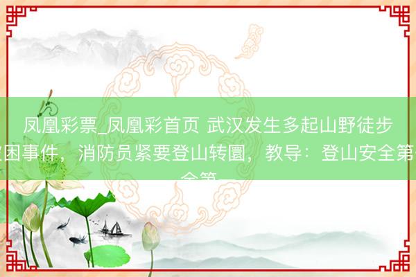 凤凰彩票_凤凰彩首页 武汉发生多起山野徒步被困事件，消防员紧要登山转圜，教导：登山安全第一
