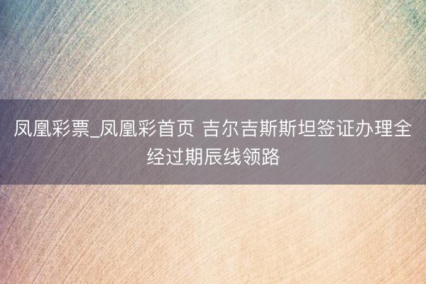 凤凰彩票_凤凰彩首页 吉尔吉斯斯坦签证办理全经过期辰线领路