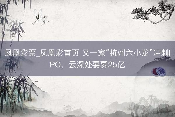 凤凰彩票_凤凰彩首页 又一家“杭州六小龙”冲刺IPO，云深处