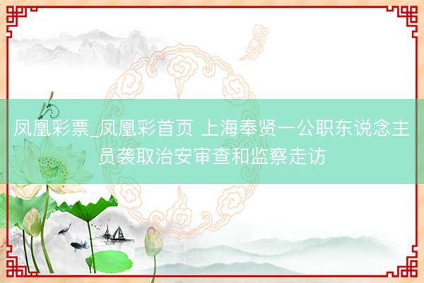 凤凰彩票_凤凰彩首页 上海奉贤一公职东说念主员袭取治安审查和监察走访