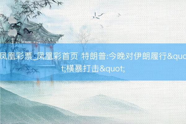 凤凰彩票_凤凰彩首页 特朗普:今晚对伊朗履行"横暴打击"