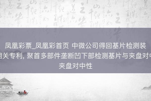 凤凰彩票_凤凰彩首页 中微公司得回基片检测装配相关专利， 聚首多部件垄断凹下部检测基片与夹盘对中性
