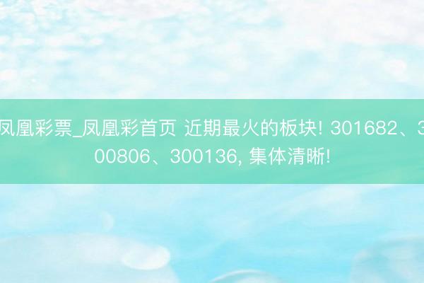 凤凰彩票_凤凰彩首页 近期最火的板块! 301682、300806、300136, 集体清晰!